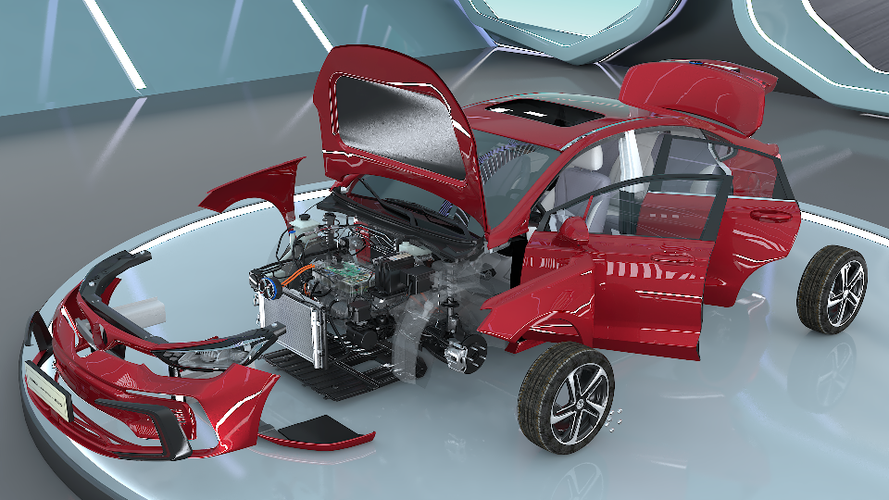 北汽新能源汽车eu5渲染图应用软件3dmax插件vray